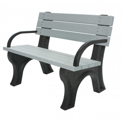 Recycled Plastic Outdoor Flat Bench with Arms - 4 Ft by Polly Products ...