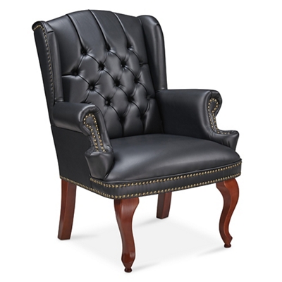 McKinley Leather Wing Back Guest Chair