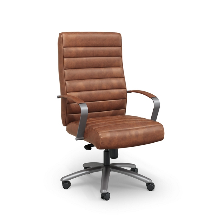 Rivet Faux Leather High-Back Office Chair