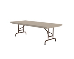 Lightweight Adjustable Height Plastic Folding Table - 96"W x 30"D