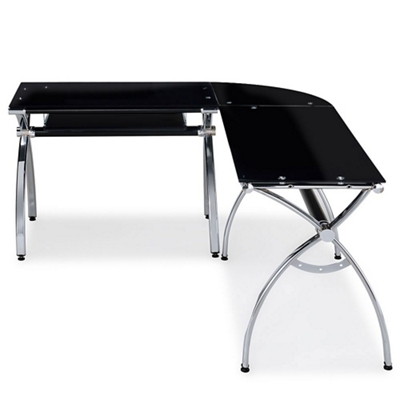 Techni Mobili Black Glass L Shaped Computer Desk By Techni Mobili