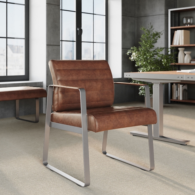 Rivet Faux Leather Guest Chair