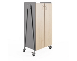 Whiffle Double Rolling Storage Cart w/ Bins & Door - 60”H