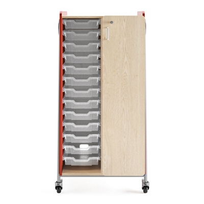 Whiffle Double Rolling Storage Cart w/ Bins & Door - 60”H