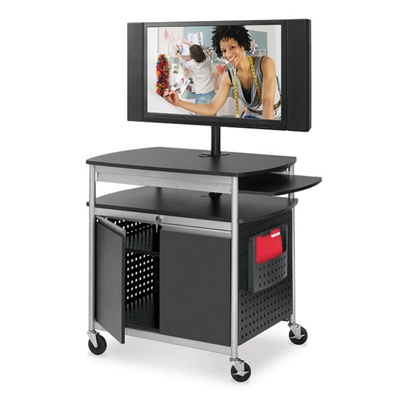 Mobile Multimedia Cart with Locking Cabinet