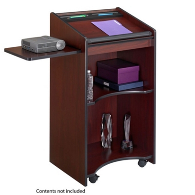 Executive Mobile Lectern with Side Shelf