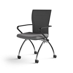 Valore Upholstered Polyurethane High-Back Nesting Chair w/Black Arms