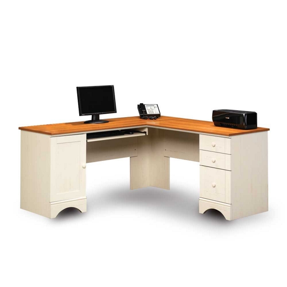 Sauder Harbor View Corner Computer Desk Salt Oak