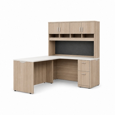 Via Reversible L-Shaped Desk with Hutch - 60