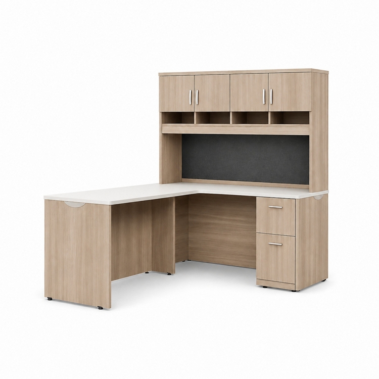 Via Reversible L-Shaped Desk with Hutch - 60
