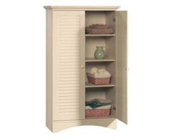 Harbor View Four Shelf Storage Cabinet with Louvered Doors