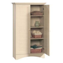 Harbor View Four Shelf Storage Cabinet with Louvered Doors