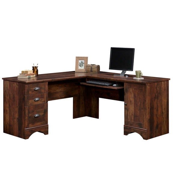 Sauder Harbor View Corner Computer Desk Curado Cherry