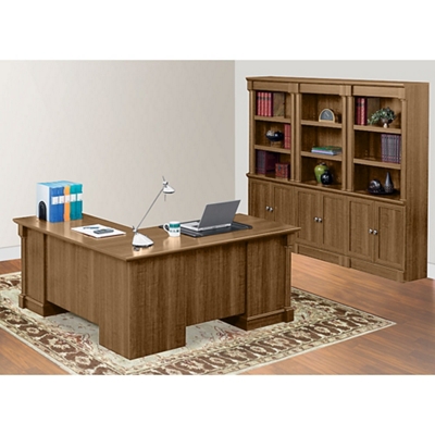 Palladia L-Shaped Desk with Bookcase Wall