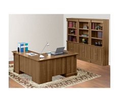Palladia L-Shaped Desk with Bookcase Wall