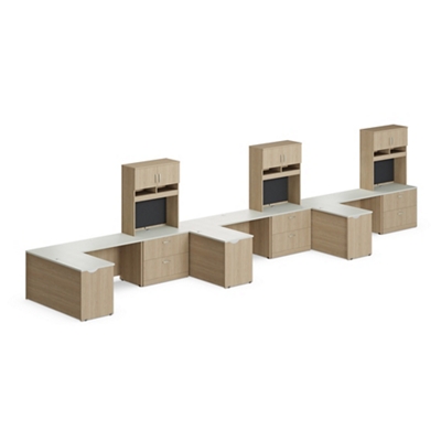 Via Three Workstation L-Desk with Storage