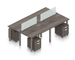 Contemporary 4 Person Workstation - 96"W x 48"D