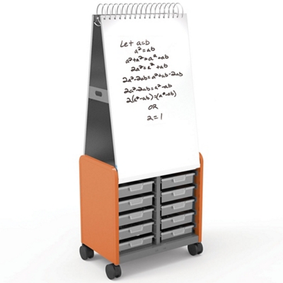 29"W x 71"H Mobile Whiteboard with Doored Storage Cabinet