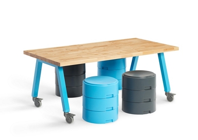 Butcher block table online with chairs