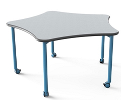 Five-Point Star Table with Casters - 48" Diameter