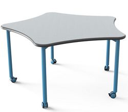 Five-Point Star Table with Casters - 60" Diameter