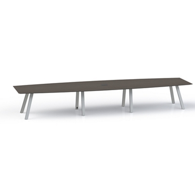 Plateaux Boat Shaped Powered Conference Table with Knife Edge - 192W x 48D