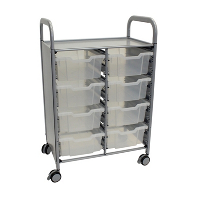 Double Storage Cart w/8 Trays - 6"D