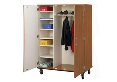 Lockable Seven Shelf Mobile Teacher Wardrobe Cabinet 67 H By