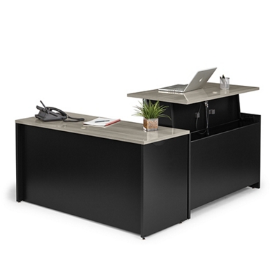 Adjustable Height L-Shaped Desk with Reversible Return