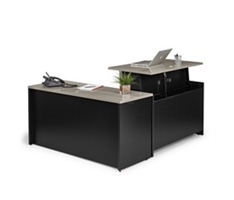 Via Adjustable Height L-Shaped Desk with Reversible Return