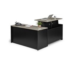 Via Adjustable Height L-Shaped Desk with Reversible Return