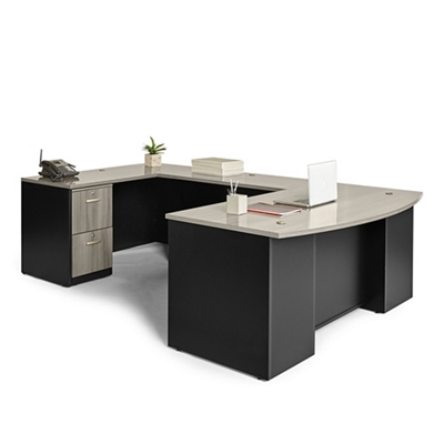 Sit / Stand Pedestal Desk with Locking CPU Storage