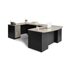 Via Executive Bowfront U-Shaped Desk with Locking Pedestals