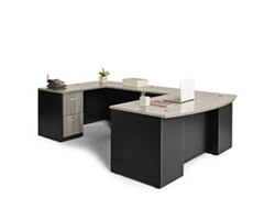 Via Executive Bowfront U-Shaped Desk with Locking Pedestals