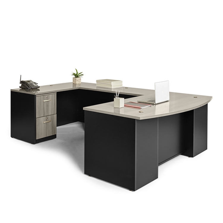 Via U-Shaped Bowfront Desk - 72"W x 107"D