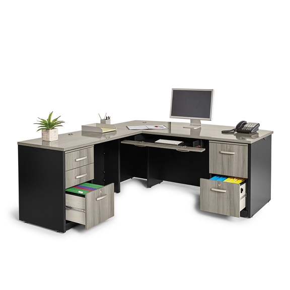 Via Double Pedestal Executive Bowfront L Desk 72 W