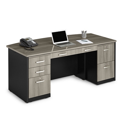 Locking Double Pedestal Executive Bowfront Desk By Sauder Office