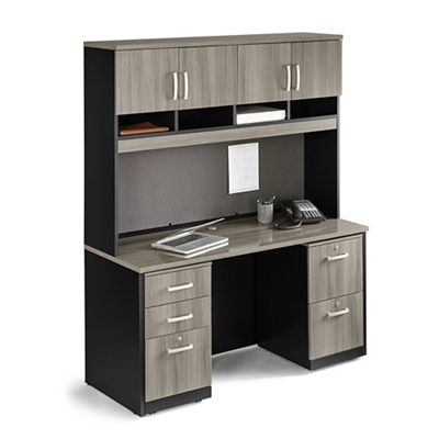 Via Compact Credenza Desk with Storage Hutch - 60"W