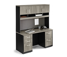 Via Compact Credenza Desk with Storage Hutch - 60"W