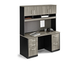 Via Compact Credenza Desk with Storage Hutch - 60"W