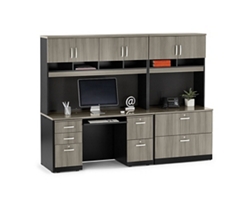 Via Wall Office Set - Credenza Desk Hutch and Lateral File - 98"W
