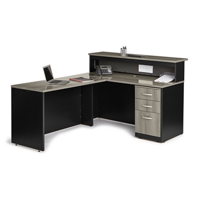 Via Single Pedestal L-Shaped Desk with Storage Hutch - 60W by Sauder  Commercial Extensions