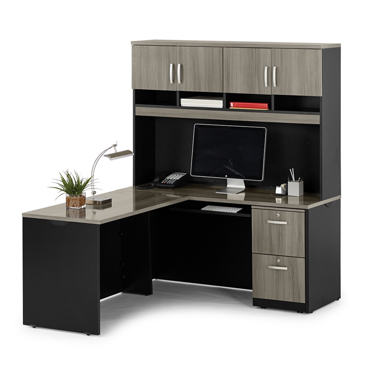Via Reversible L-Shaped Desk with Hutch - 60