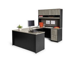 Via U-Shaped Desk with Hutch and Lockable Pedestals