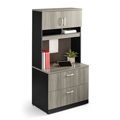 Locking Two Drawer Lateral File with Hutch