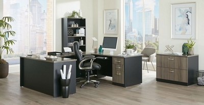 Via U-Shaped Desk with Hutch and Pedestals - 60