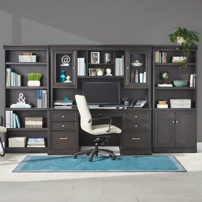 Statesman Storage Wall with Bookcase and Desk - 129"W