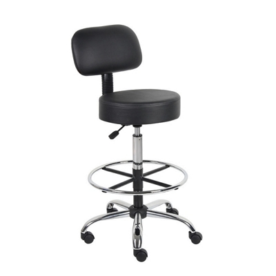 Medical Armless Vinyl Stool With Adjustable Seat Height and Foot Ring
