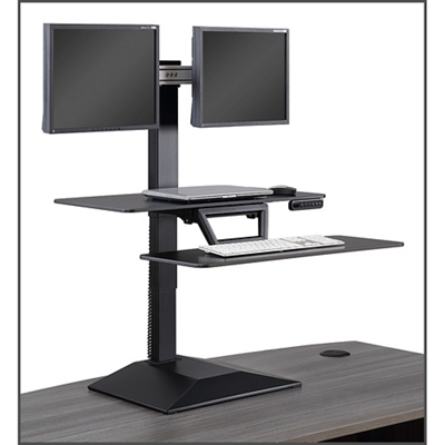 Dual monitor deals sit stand desk