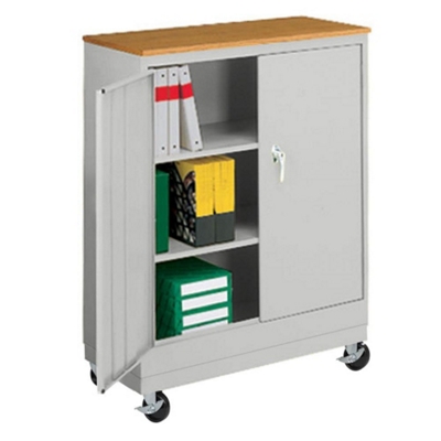 Mobile Storage Cabinet with Laminate Top - 48.75"H